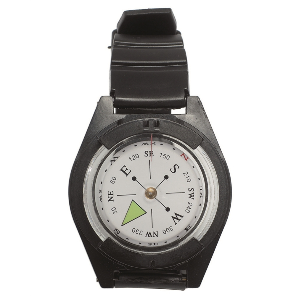 MIL-TEC Handgelenk-Kompass, 360 Grad, leuchtendes Zifferblatt, verstellbares Armband, für den Außenbereich, Schwarz