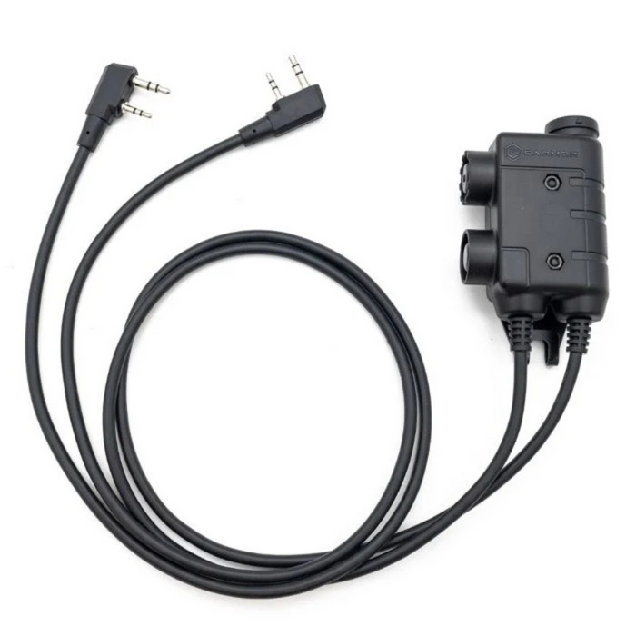 Adattatore doppio PTT Earmor Kenwood Baofeng Cuffie tattiche cablate a 2 pin nere
