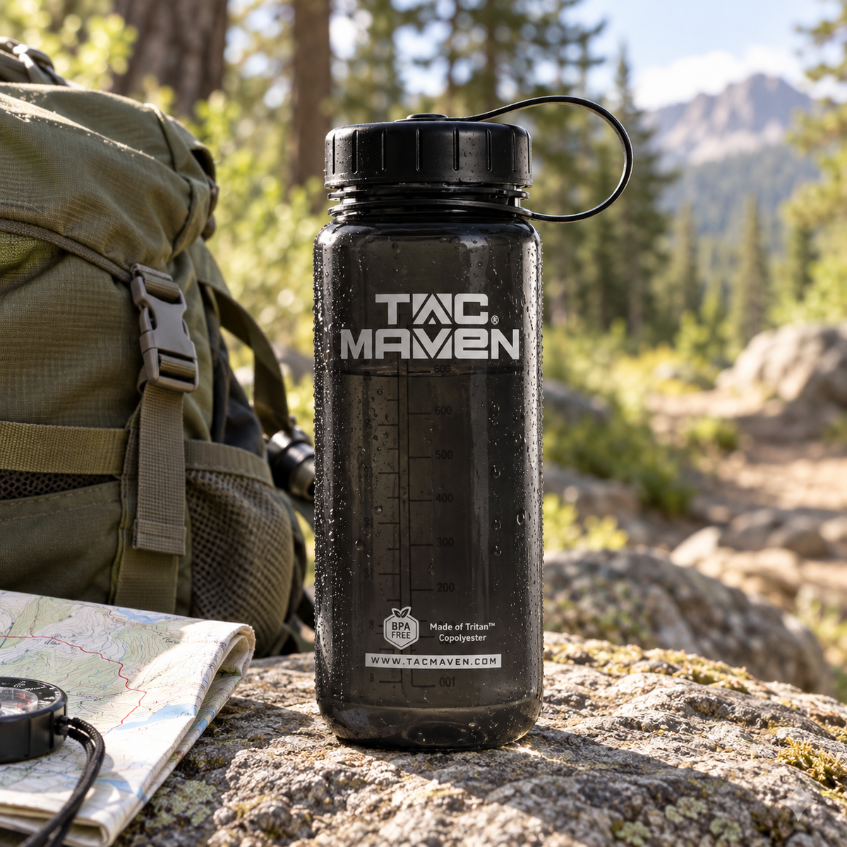 TAC MAVEN Norman Tritan 650 ml BPA-freie Wasserflasche für den Außenbereich, Schwarz