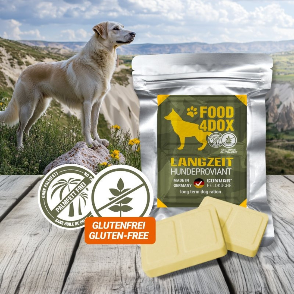 CONVAR FOOD-4DOX Razione di emergenza di cibo per cani a lunga conservazione Durata di conservazione di 10 anni 120 g
