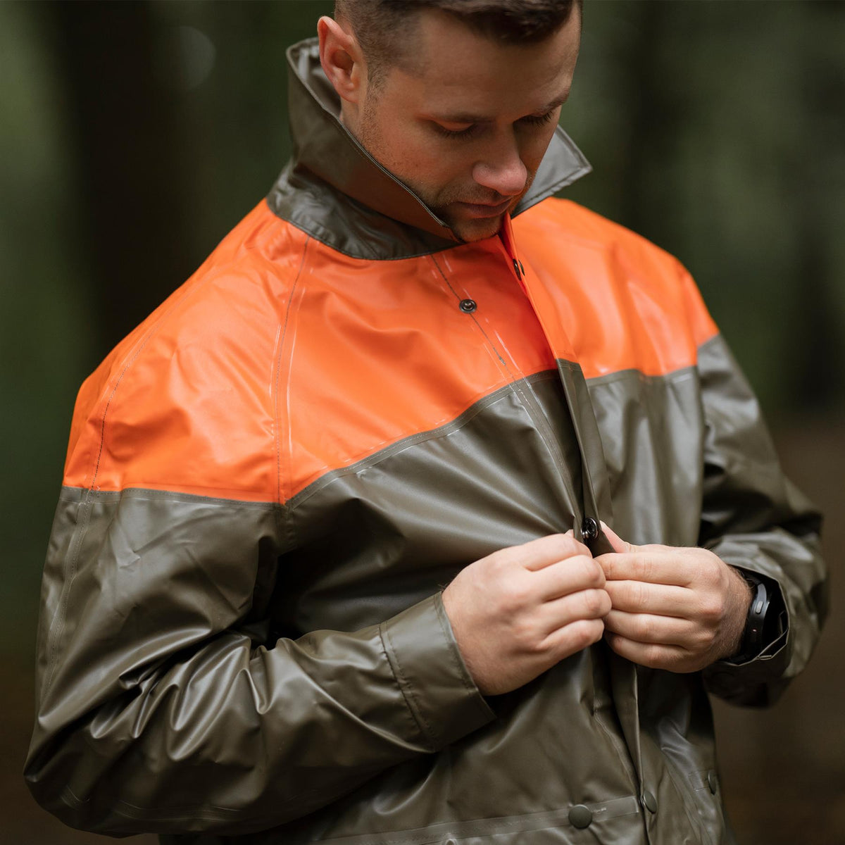 Veste de pluie imperméable originale de la Protection Civile Suisse Manteau Long Olive