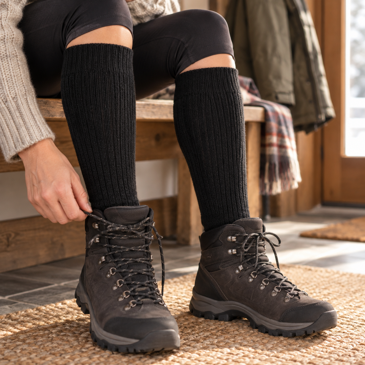 Original British Military Chaussettes d'hiver chaudes en tricot côtelé EU 39–40 Noir