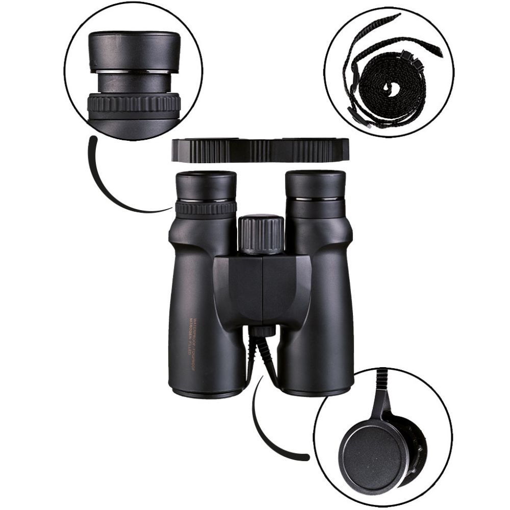 Binocolo impermeabile Mil-Tec 8x42 Nero Ottica da caccia per escursionismo all'aperto