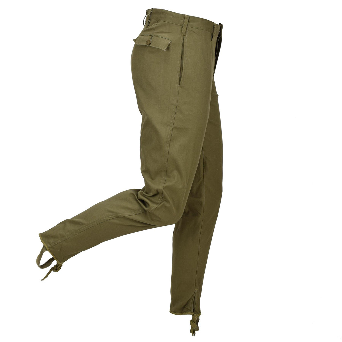 Original rumänische Armee-Feldarbeitshose, verstellbare Kordelzugbündchen, Olivgrün