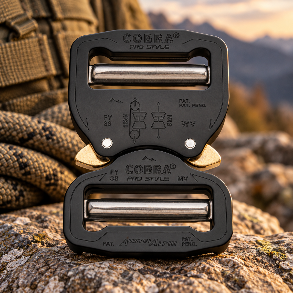 AustriAlpin COBRA PRO STYLE 38mm Fibbia Nera Sgancio Rapido Alluminio Nero