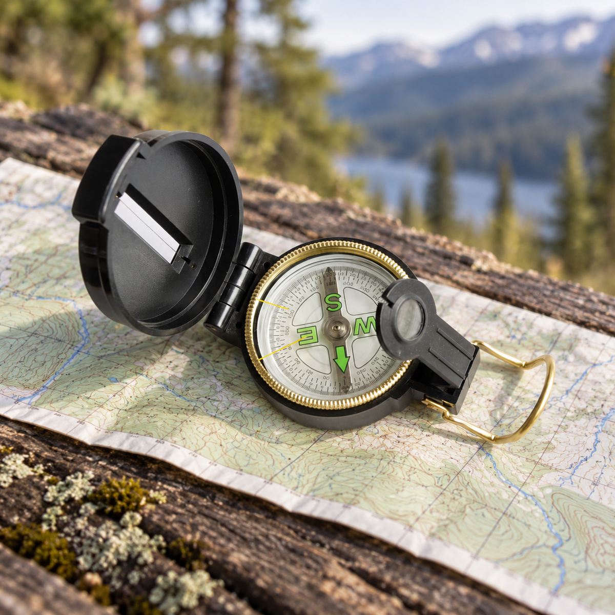 Pentagon Wanderer Liquid Filled Compass Map Navigation Tool Black