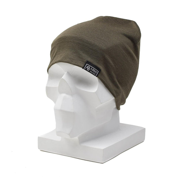 Bonnet en laine mérinos légère olive terne par A.Blochl, casquette de sport de plein air chaude et ample avec ajustement adapté au casque