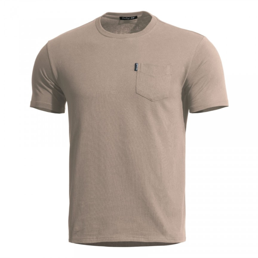 Pentagon Ageron Klassisches T-Shirt, schlankes, flaches Design, taktisches Outdoor-Khaki