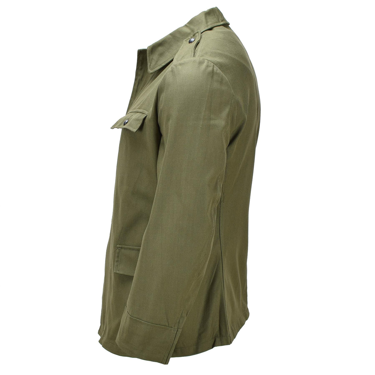 Veste de travail originale de l'armée roumaine Manteau de campagne militaire boutonné sur le devant Olive