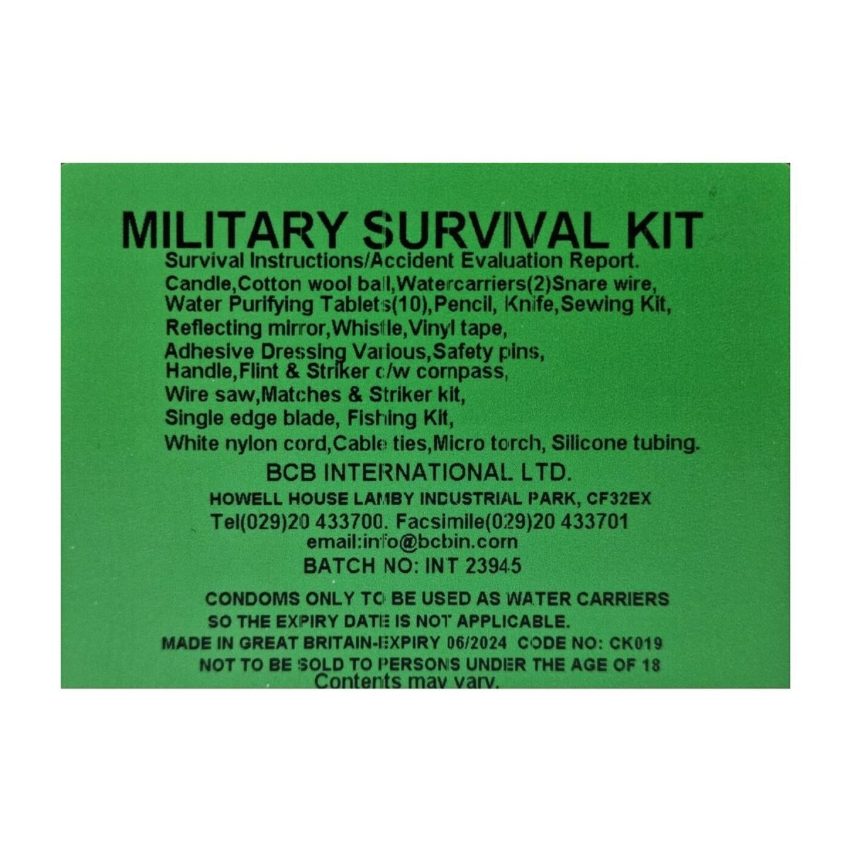 Kit di sopravvivenza militare BCB Camping Cavalking Hunting Emergency Rescue Essentials