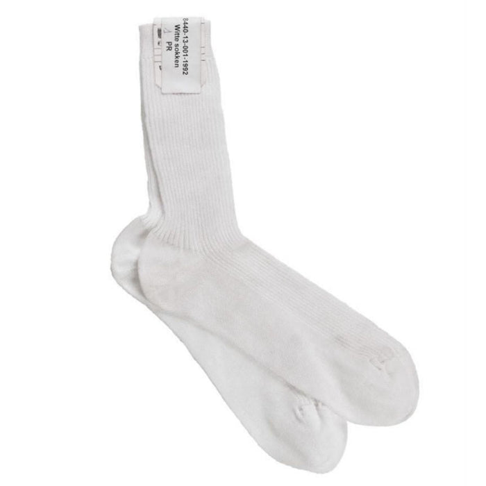Paar weiße, atmungsaktive, lange Sportsocken des belgischen Militärs für Wanderungen und den Einsatz im Freien