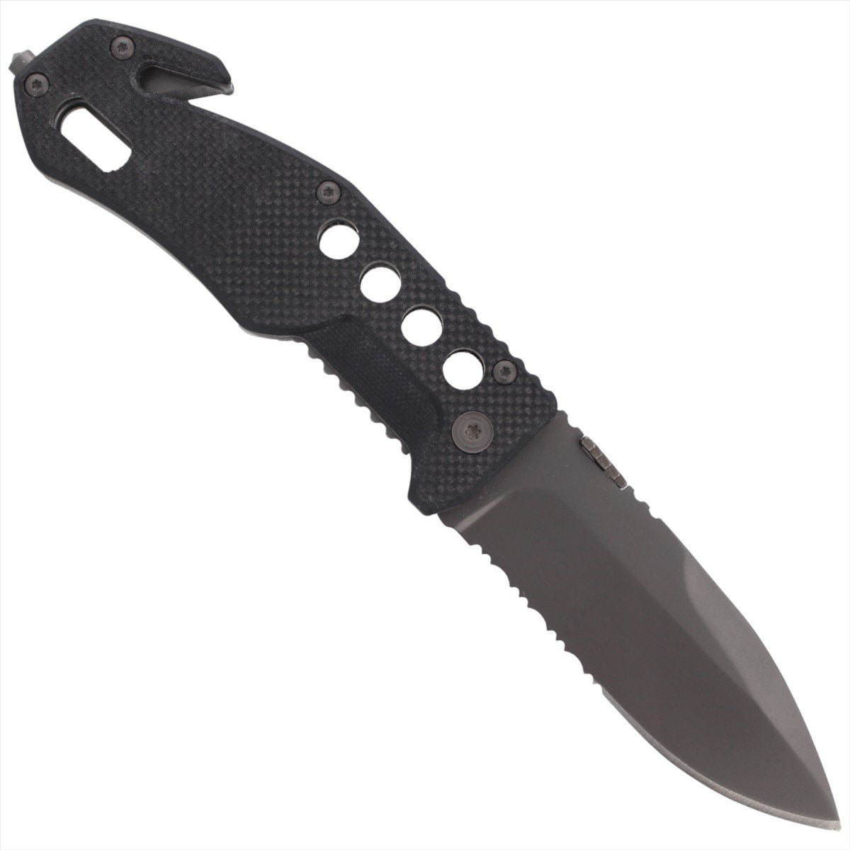 Couteau de poche tactique Black Fox BF-115 AISI 440, brise-verre, manche G10