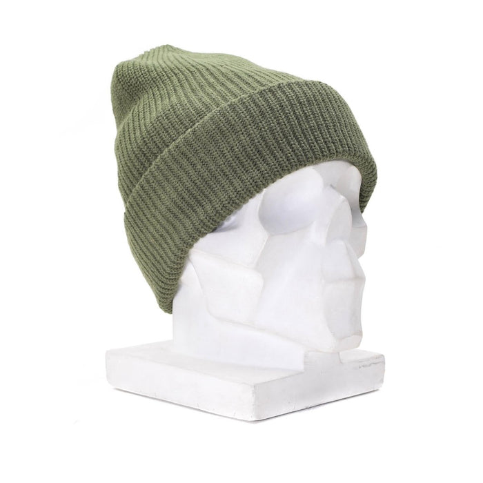 Bonnet en tricot MIL-TEC vert olive avec doublure 3M Thinsulate, tissu élastique doux et design de style militaire classique.