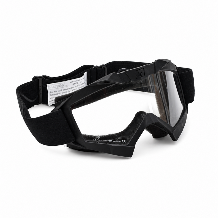 Original italienische Militär-Schutzbrille von Ariete, klares Glas, beschlagfrei, schwarz