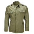 Veste de travail originale de l'armée roumaine Manteau de campagne militaire boutonné sur le devant Olive