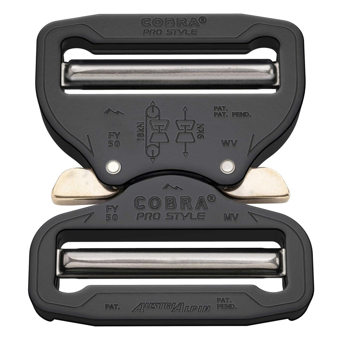 Cobra Pro Style Gürtelschnalle 50 mm Schnellfreisetzung schweres Aluminiumschwarz
