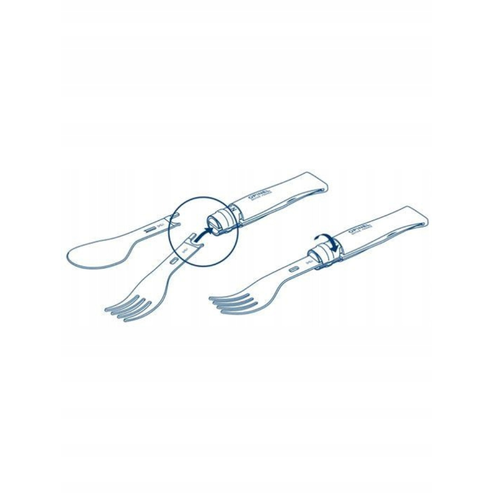 Opinel Picnic+ N°08 Ménagère Couteau Pliant Cuillère Fourchette Camping Hêtre
