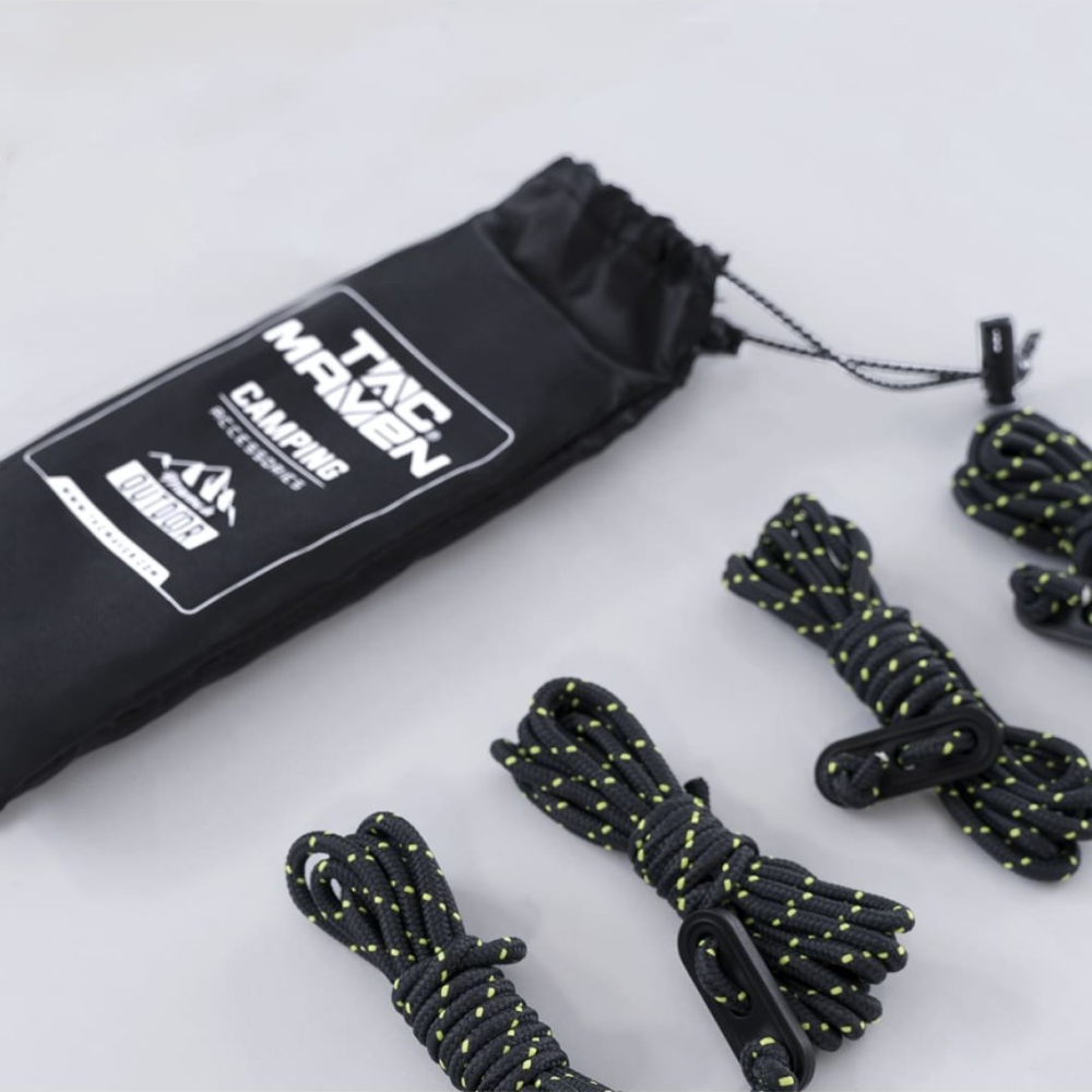 TAC MAVEN Tent Tarp Guyline Set 7 tenditori in poliestere con nucleo nero