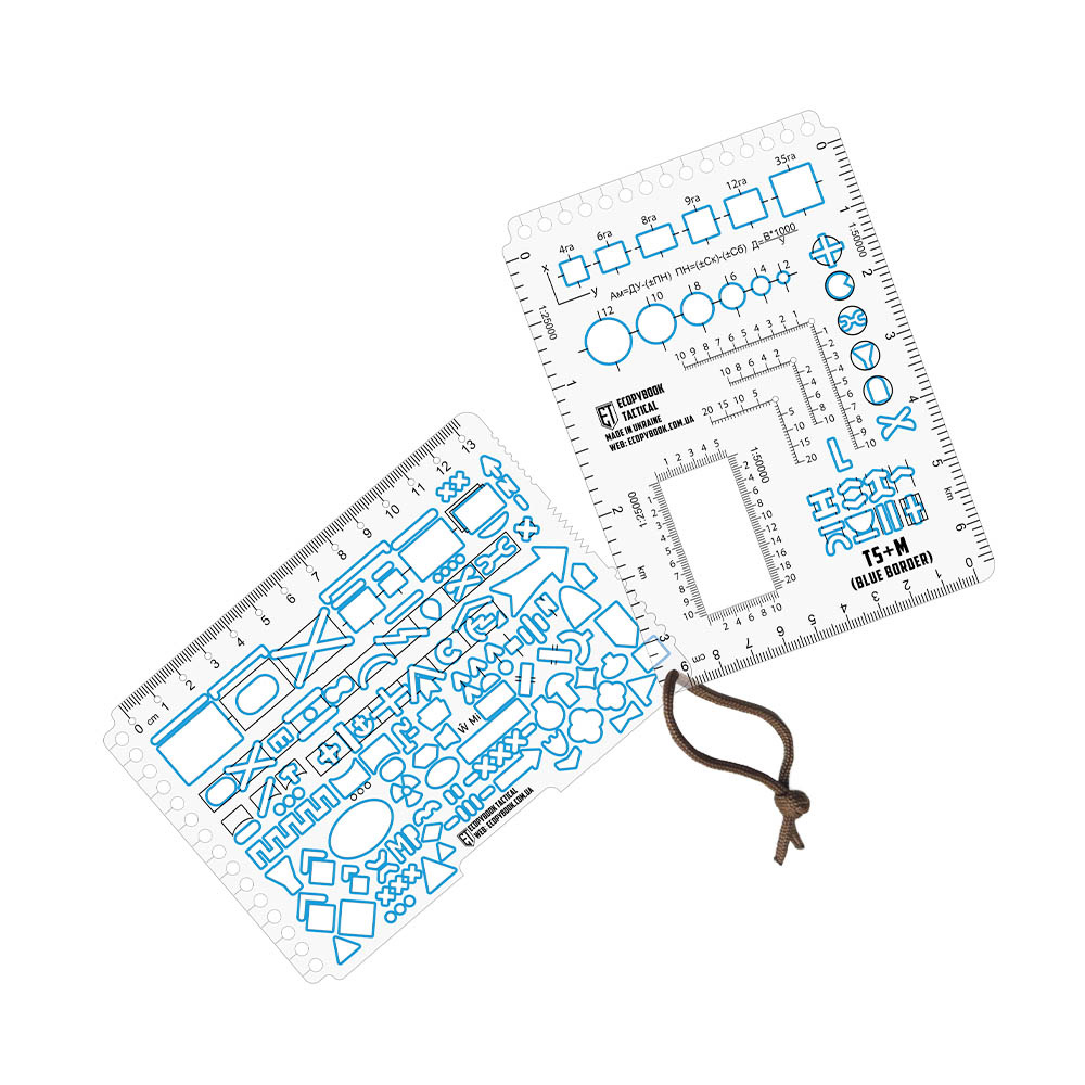 Ecopybook Tactique TS+M A6 Ensemble de règles de carte OTAN Bordure bleue en polymère flexible
