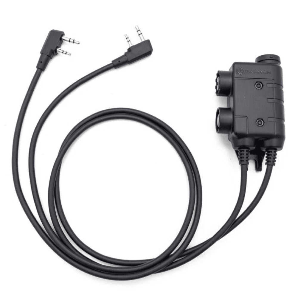 Earmor Dual PTT Adapter Kenwood Baofeng 2 Pin Wired Tactical Headset Schwarz