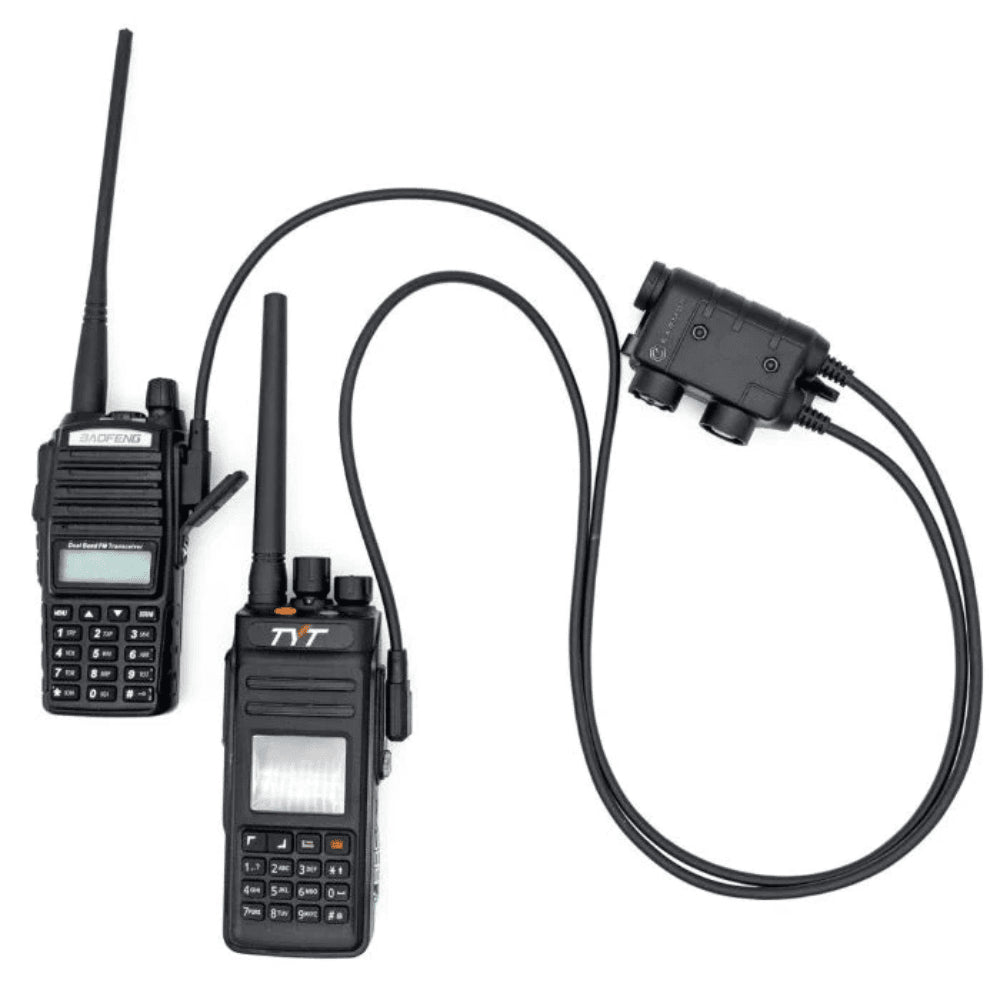 Earmor Dual PTT Adapter Kenwood Baofeng 2 Pin Wired Tactical Headset Schwarz