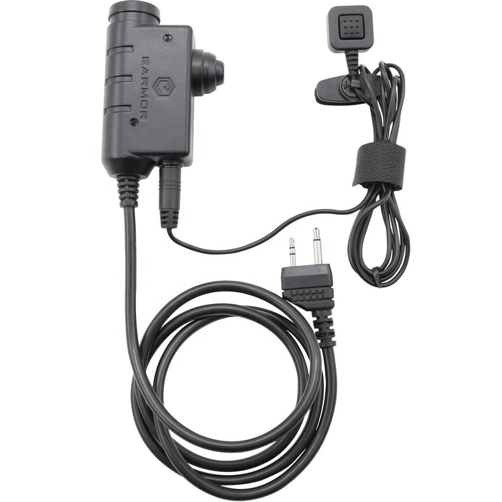 Earmor M52 PTT-Adapter Midland 2-poliges kabelgebundenes taktisches Headset-Kabel Schwarz