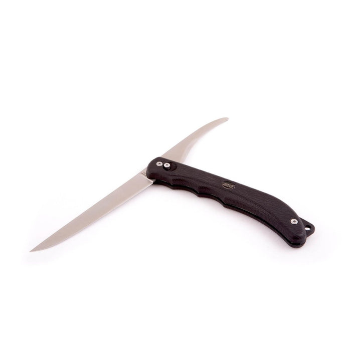 Coltello da filetto EKA DUO con lama affilata in acciaio 59 HRC, manico in gomma e apribudella alla marinara, ideale per la pesca e l'uso in cucina