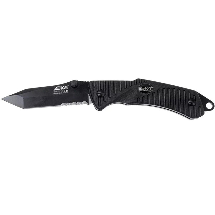 EKA Brand Swede 9 Klappmesser 57 HRC 12C27 Feuerstarter aus Stahl mit schwarzem Griff – GoMilitar