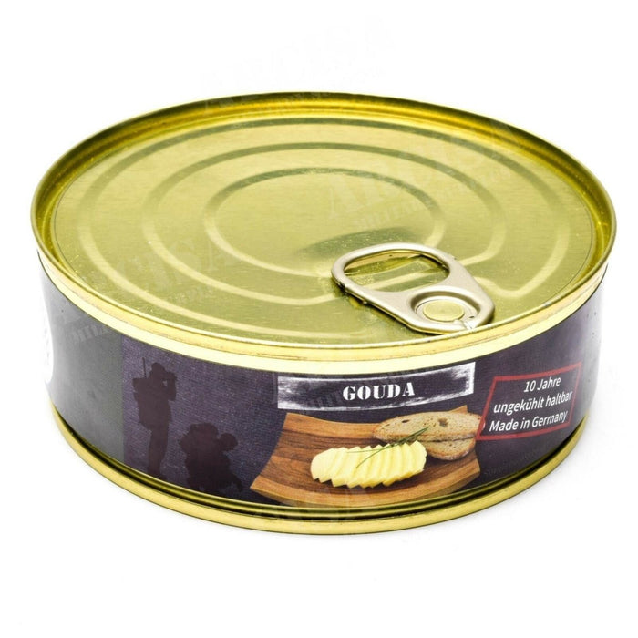 200g Gouda-Käse aus der Dose für die Notration, hergestellt in Deutschland, lange haltbar, ideal zum Überleben und Camping.