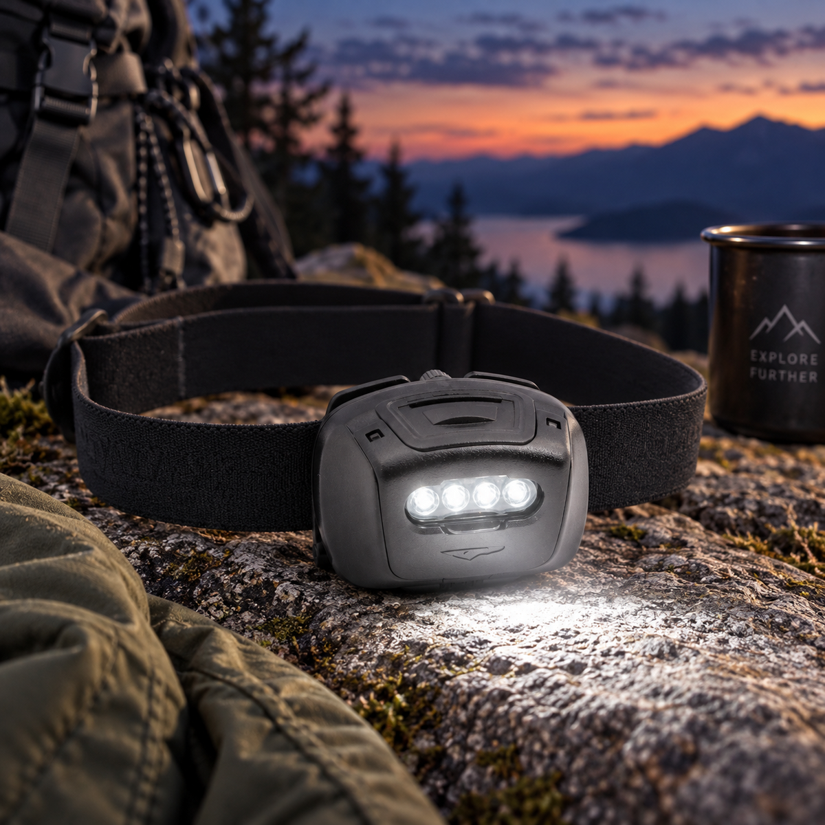 Princeton-Tec Quad Tactical MPLS Multicolor Headlamp 78 Lumens IPX7 Black