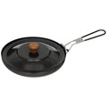 Fox Outdoor-Bratpfanne, Stahl, faltbar, gummibeschichteter Griff, Emaille-Deckel, schwarz