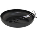 Fox Outdoor-Bratpfanne, Stahl, faltbar, gummibeschichteter Griff, Emaille-Deckel, schwarz