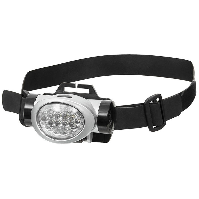 Fox Outdoor-Stirnlampe, 8 weiße, 2 rote LEDs, verstellbarer Winkel, spritzwassergeschützt, schwarz – GoMilitar