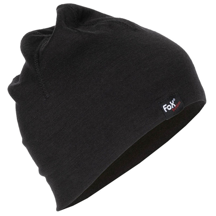 Fox Outdoor Beanie aus Merinowolle, leicht, atmungsaktiv, schnell trocknend, Schwarz – GoMilitar