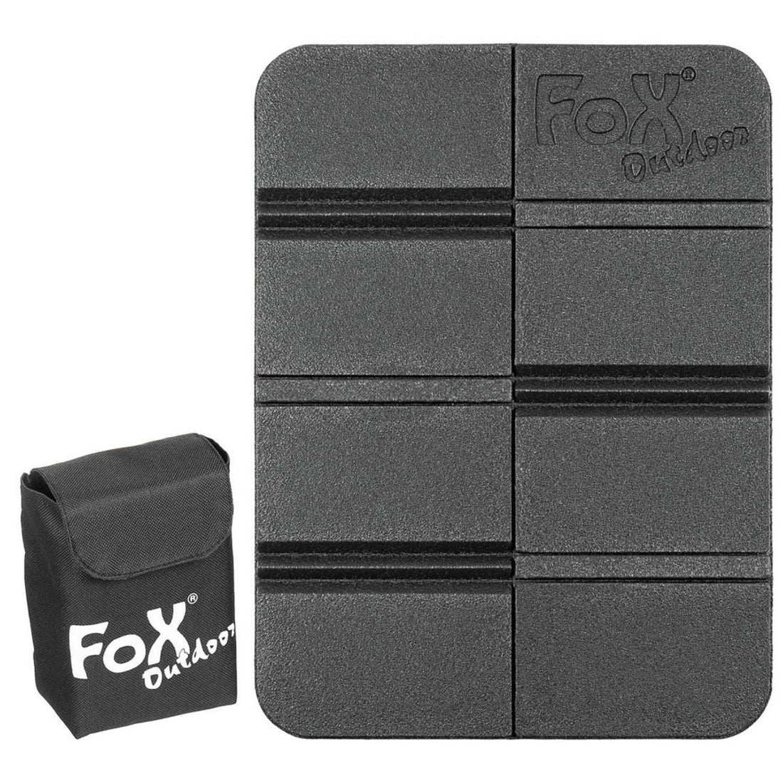 Fox Outdoor Coussin de siège thermique antidérapant pliable avec pochette Molle incluse Noir
