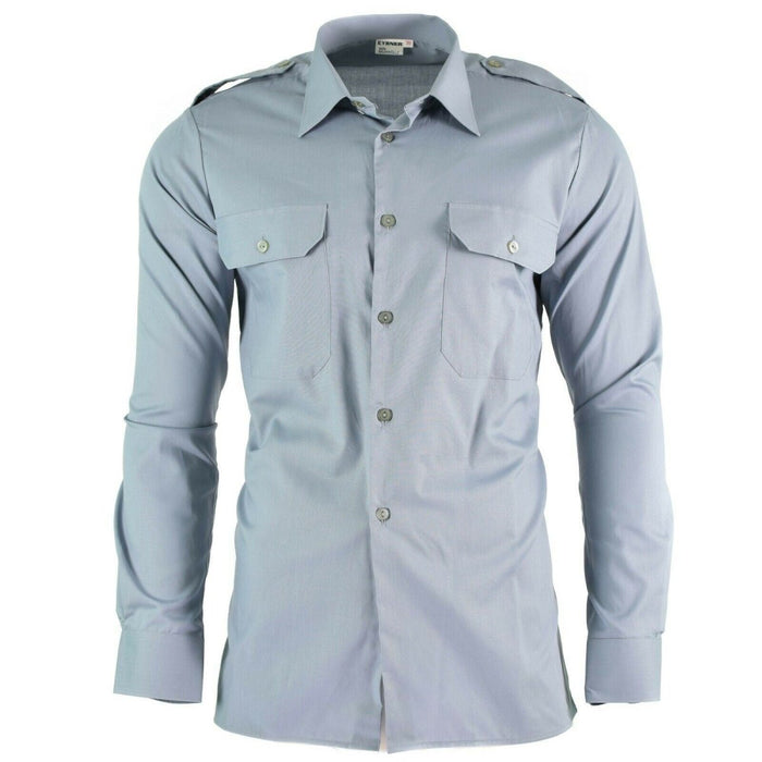 Camicia BDU a maniche lunghe grigia dell'esercito austriaco autentico con spalline e tasche sul petto, autentico indumento militare in eccedenza.