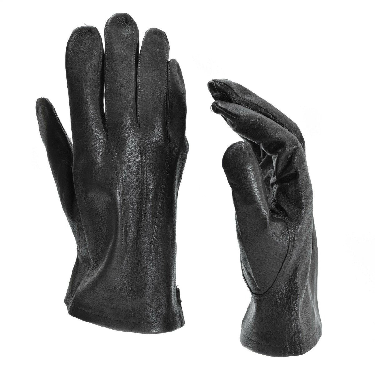Echte belgische Armeehandschuhe Leder schwarz braun Militär Vollfinger Überschuss