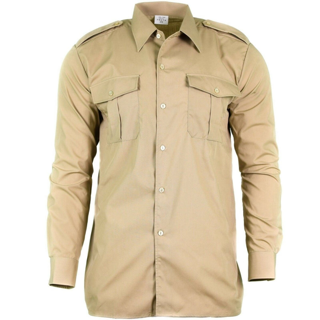 Genuine Belgian army shirt fatigue surplus chino khaki military long sleeve NEW