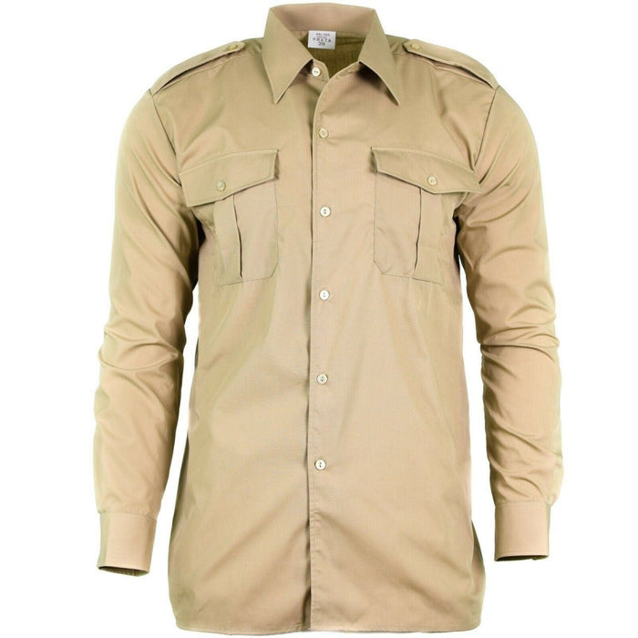 Autentica camicia dell'esercito belga fatica surplus chino kaki militare manica lunga NOVITÀ - GoMilitar