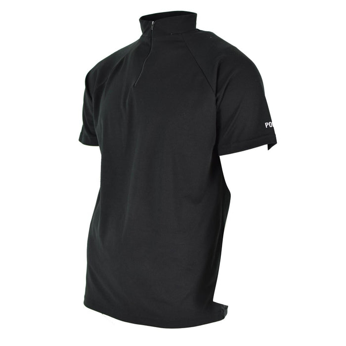Echtes britisches Polizei-T-Shirt, schwarz, atmungsaktiv, funktionelles Frontreißverschluss-Schutzshirt – GoMilitar