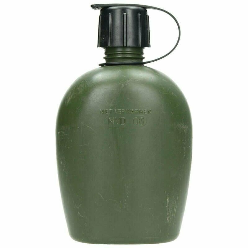 Echte Feldflasche der niederländischen Armee mit Beutel und Edelstahlbecher, Deckelkappe, DPM-Tarnung, MOLLE