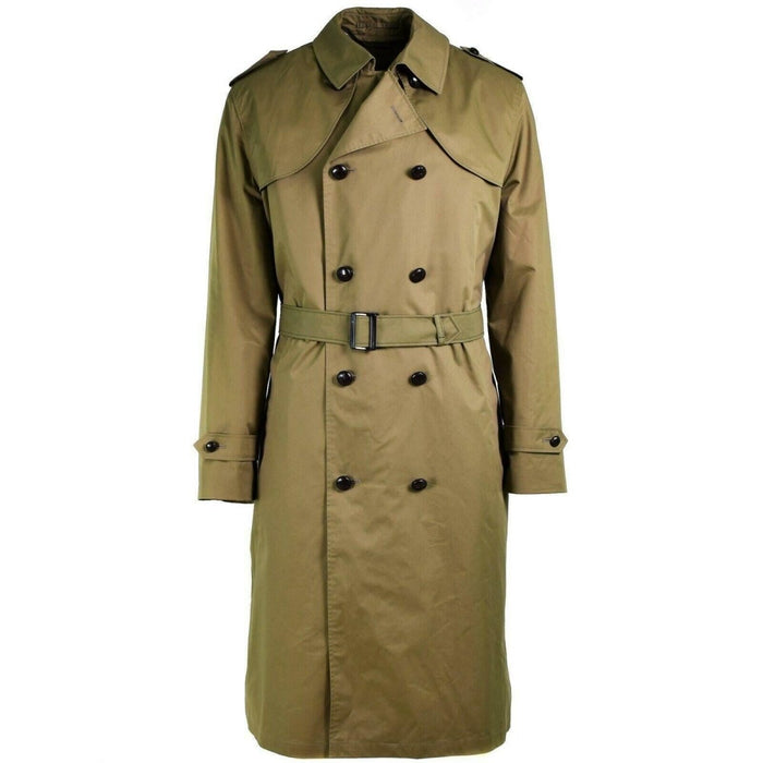 Echter niederländischer Armeemantel. Khakifarbener langer Offiziers-Trenchcoat. NEU – GoMilitar