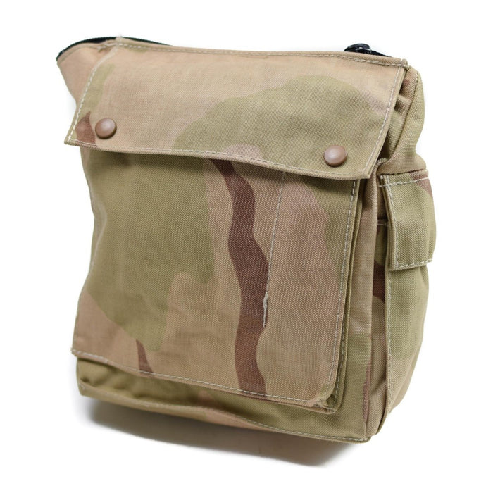 Echte Wüstentarn-Gasmaskentasche der niederländischen Armee mit Schultergurt und sicherer Schnalle, militärische Überschuss-Vintage-Tasche.