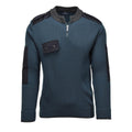 Pull militaire néerlandais authentique en tricot côtelé bleu pour temps froid