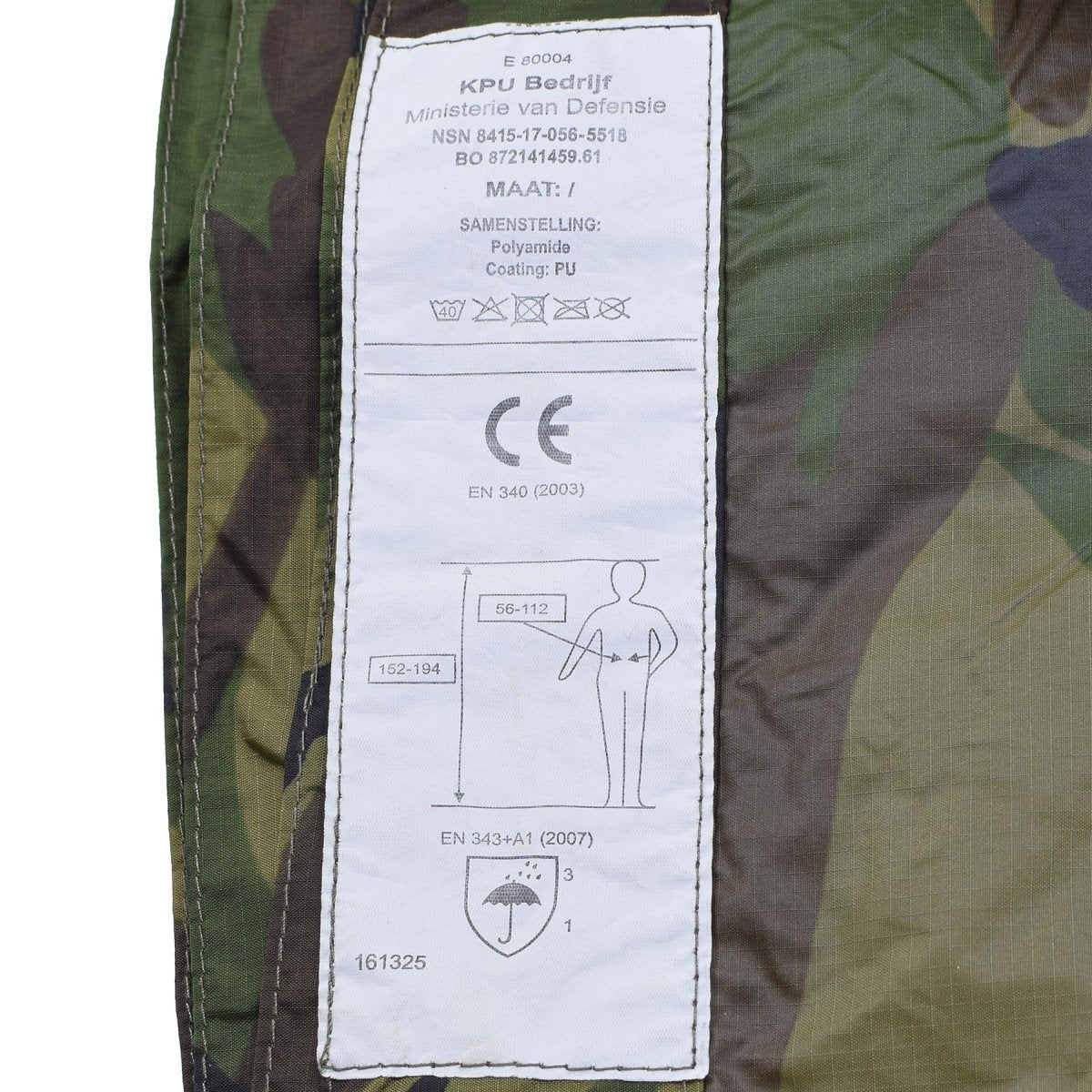 Véritable abri de tente poncho hollandais DPM camouflage imperméable en matériau ripstop NEUF
