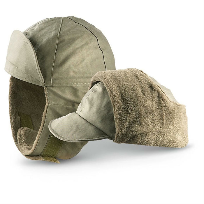 Véritable casquette militaire d'hiver de l'armée allemande, chapeau OD olive terne, temps chaud et froid - GoMilitar