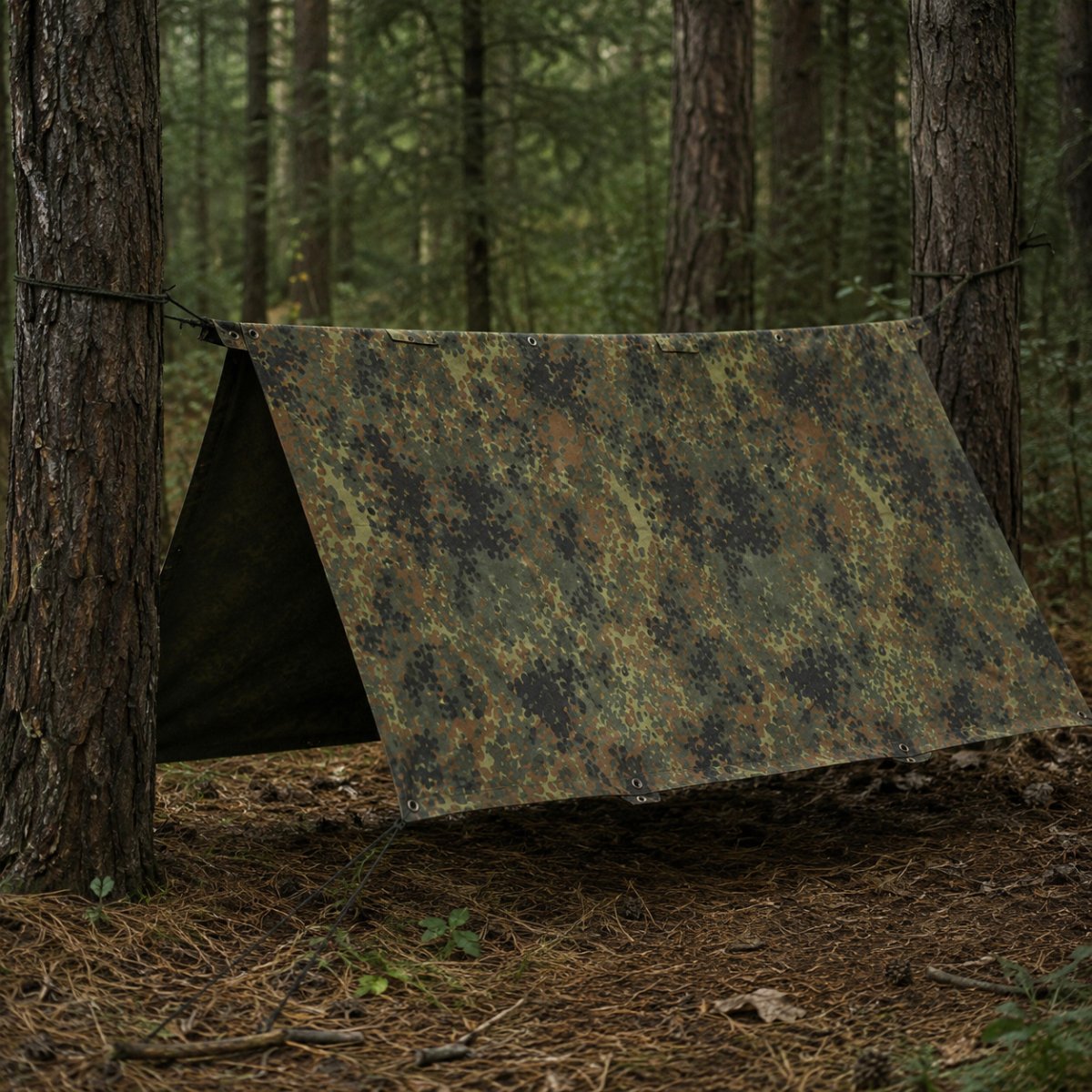 Genuine German army Shelter half tarpaulin fleckt. waterproof canvas tent poncho