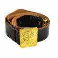 Genuine Spanish army leather formal belt brass buckle military trousers pants