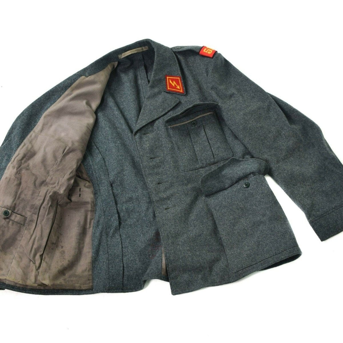 Genuine Swiss army wool jacket Switzerland military issue surplus uniform grey