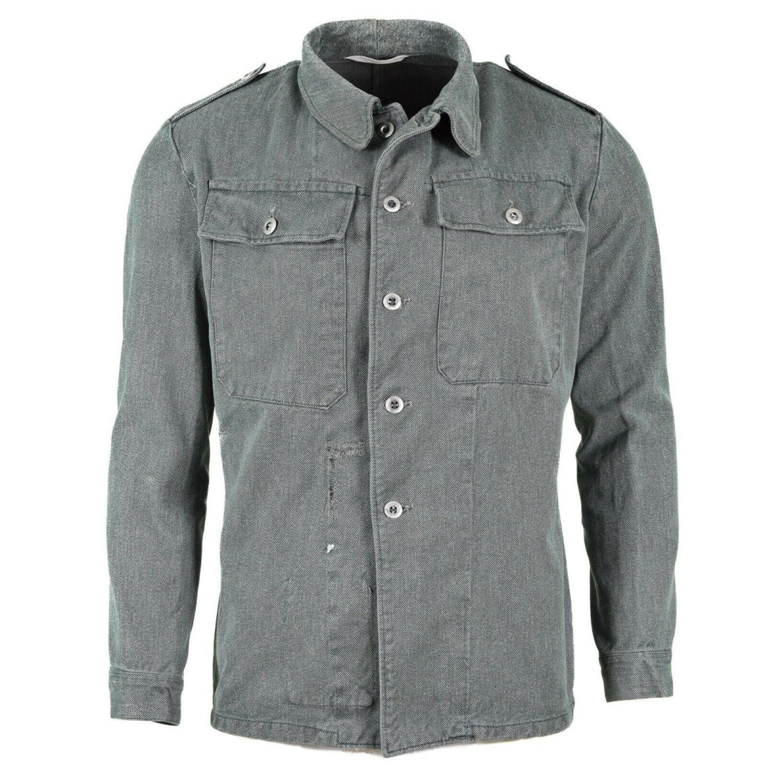 Giacca da lavoro d'esercito svizzero genuino giacca militare in denim grigio surplus vintage